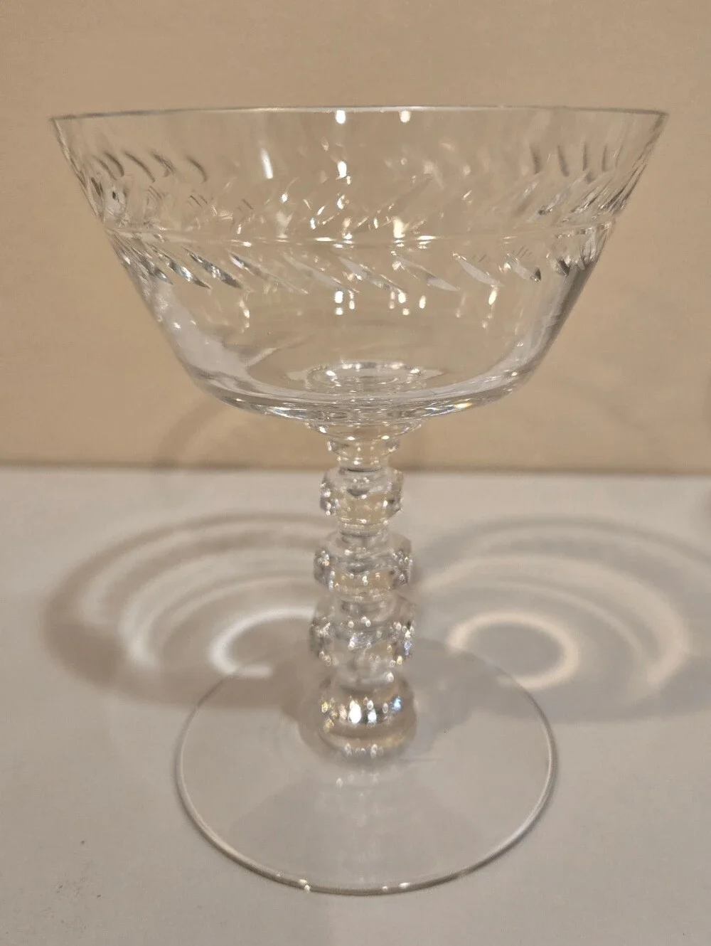 Vintage Tiffin-Franciscan Crystal Champagne Glasses In Woodstock Pattern X 8